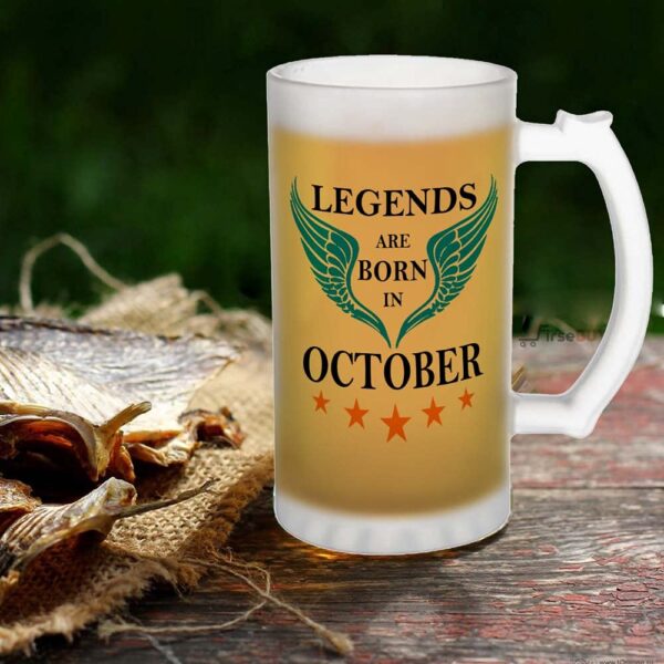 Customizable Beer/Juice Glass Mug Frosted 450ml display image legends are born in October luvecloset