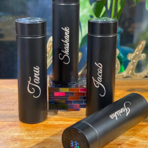 Customizable Name Logo Engrave Inner Temperature Display Bottle Flask display image name with temperature measuring display