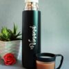 Luvecloset Customized Name mug cap flask bottle thermos display image with open mug cap and fill with tea