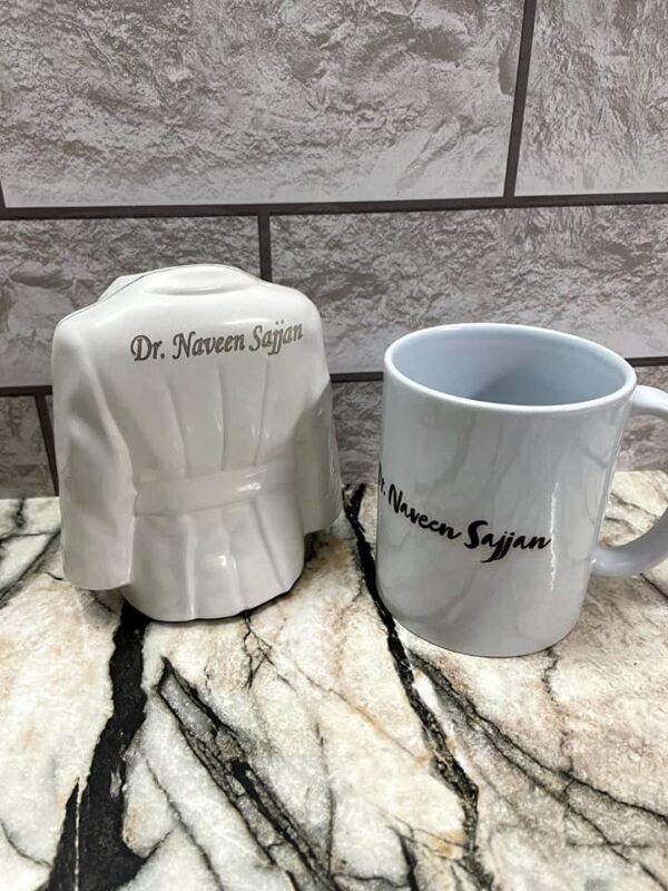 doctor pen stand for gift coat back side with mug