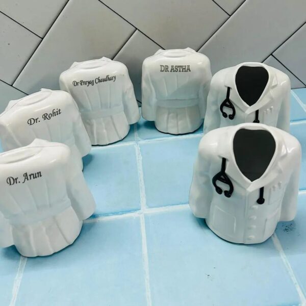 doctor pen stand for gift coat front and back side sample