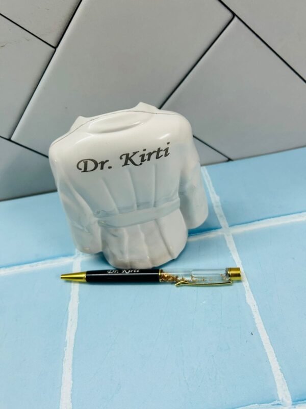doctor pen stand for gift coat front and back side with golden pen