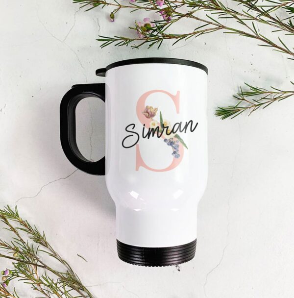 Simran name customized printed traveller mug