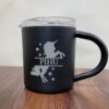 Personalized Stainless Steel Black Coffee Mug with LID pihu engraved