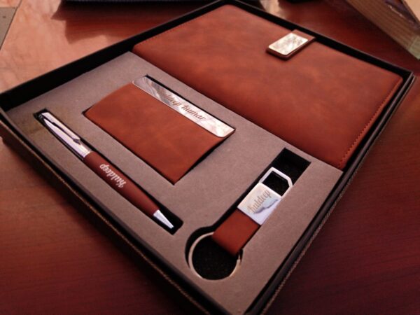 Luvecloset Customized 4in1 Brown Diary, Pen, Keychain, Card Holder Combo Set side image