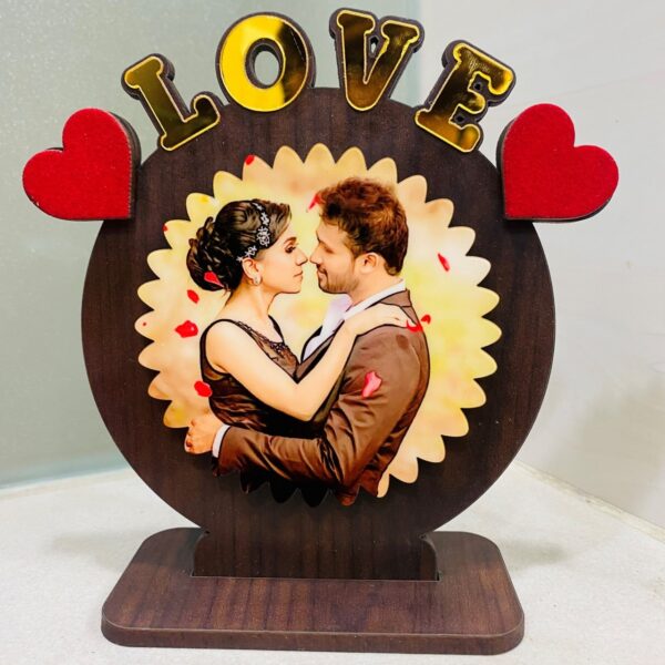 Love Acrylic mdf wooden table top photo frame