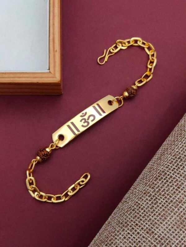 Customized Name Engraved Rudraksha Bracelet Rakhi Main image om printed display