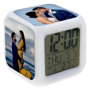 personalized photo printed digital alarm clock main display