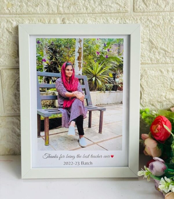 Customizable A4 size Photo Frame to beautify your walls and relive precious movements of your life one photo and quote with calendar display image one photo with wishing teachers day line luvecloset