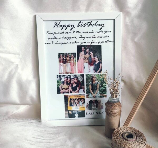 Customizable A4 size Photo Frame to beautify your walls and relive precious movements of your life one photo and quote with calendar display birthday wishes with six photos collage luvecloset