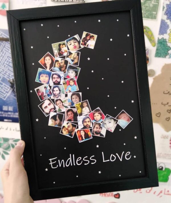 Customizable A4 size Photo Frame to beautify your walls and relive precious movements of your life one photo and quote with calendar display moon shape collage for endless love black border luvecloset