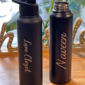 Customizable Name Stainless Steel Bottle 1000ML (1 Liter) display image name with brand love closet