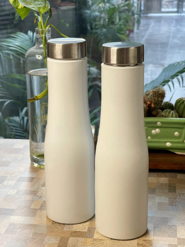 LuveCloset Customizable Name Engraved White Flora Stainless Steel Water Bottle – 1L | Single Wall, Lightweight & Durable | Personalized Reusable Bottle for Travel, Gym & Office