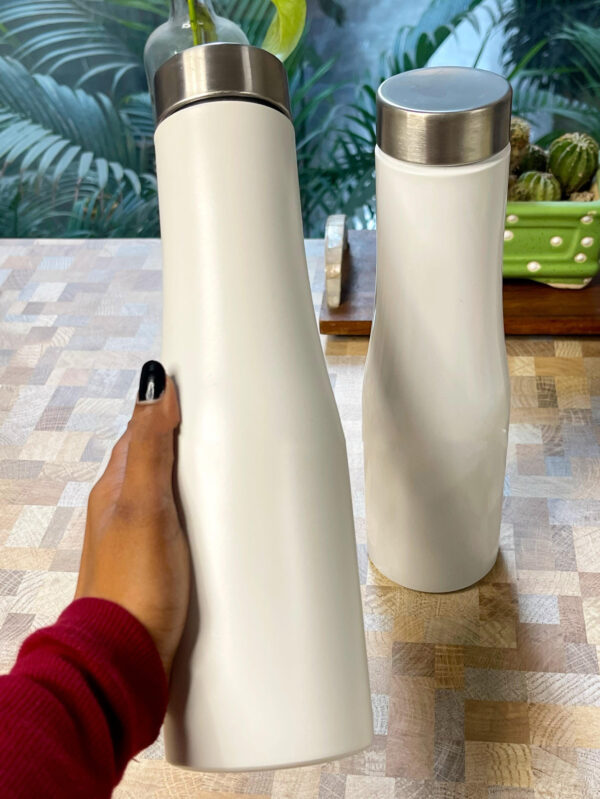 LuveCloset Customizable Name Engraved White Flora Stainless Steel Water Bottle – 1L | Single Wall, Lightweight & Durable | Personalized Reusable Bottle for Travel, Gym & Office