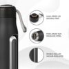 LuveCloset Customizable Name Engraved Stainless Steel Bottle Flask, 510ml – Black | Keeps Hot & Cold for 8 Hours | Personalized Insulated Water Bottle with Rope Cap