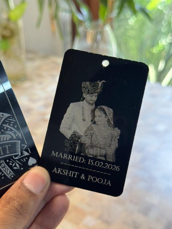 LuveCloset Personalized Royal Couple Keepsake | Custom King Queen Acrylic Card | Car Hanging & Wallet Keepsake | Couple Photo Engraved Gift for Boyfriend Girlfriend Husband Wife