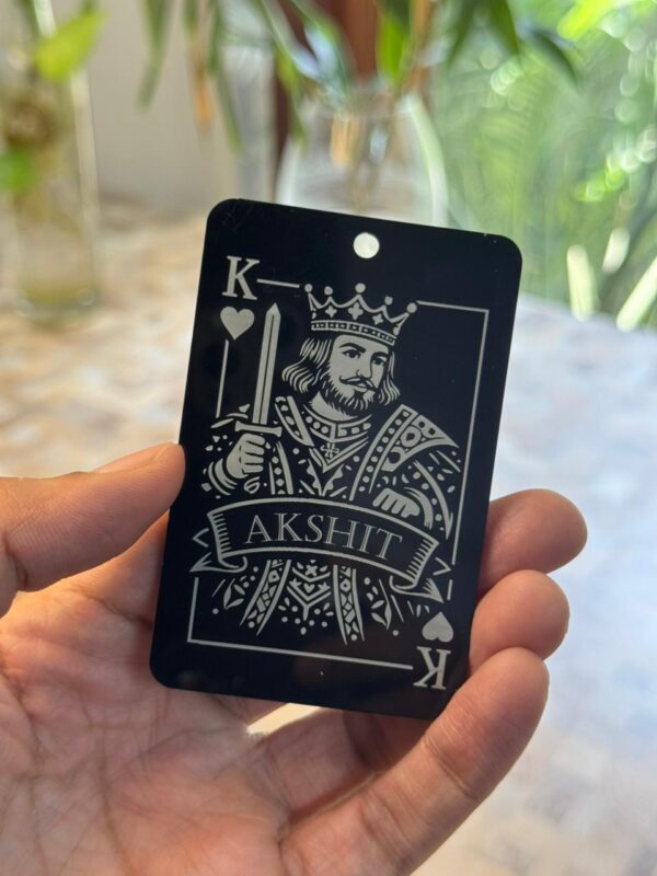 LuveCloset Personalized Royal Couple Keepsake | Custom King Queen Acrylic Card | Car Hanging & Wallet Keepsake | Couple Photo Engraved Gift for Boyfriend Girlfriend Husband Wife