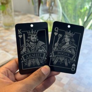 LuveCloset Personalized Royal Couple Keepsake | Custom King Queen Acrylic Card | Car Hanging & Wallet Keepsake | Couple Photo Engraved Gift for Boyfriend Girlfriend Husband Wife