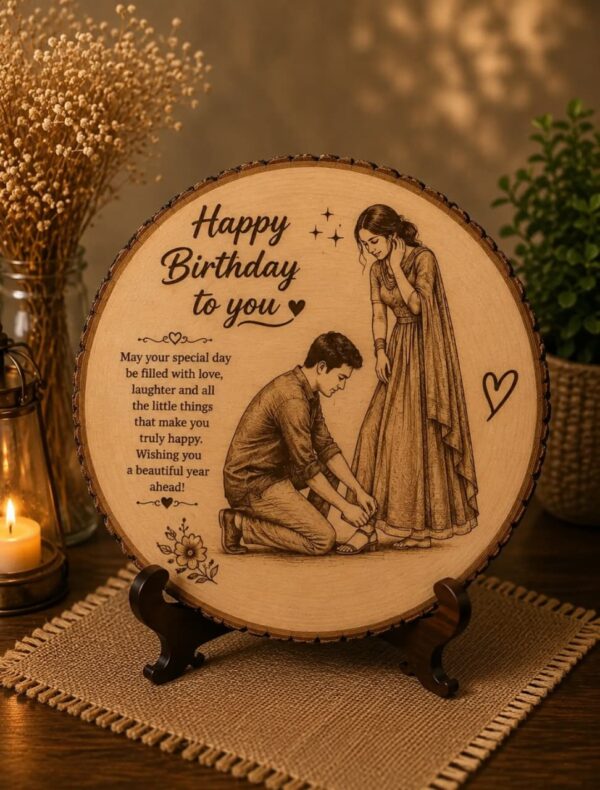 Personalised Wooden Photo Engraved Plaque 7 Inch Round